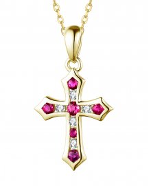 CROSS RUBY DIAMOND PENDANT (TP2408)
