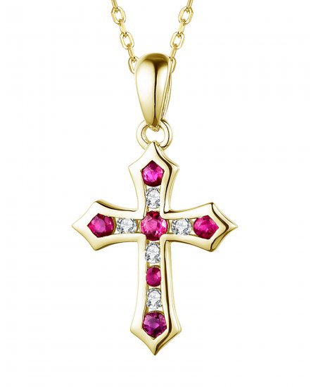 CROSS RUBY DIAMOND PENDANT (TP2408)