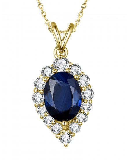 OVAL SAPPHIRE DIAMOND PENDANT (TP2432)