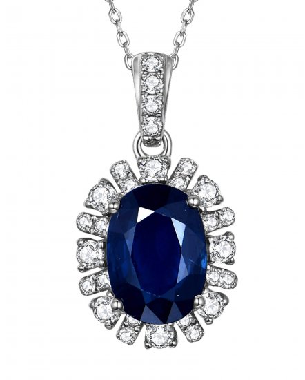 OVAL SAPPHIRE DIAMOND PENDANT (TP2440)