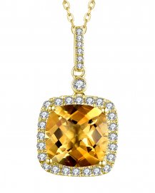 CUSHION SHAPE CITRINE DIAMOND PENDANT (TP2464)