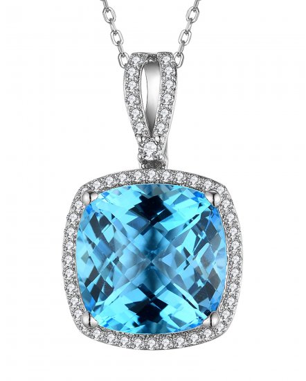 CUSHION SWISS BLUE TOPAZ DIAMOND PENDANT (TP2524)