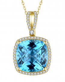 CUSHION SWISS BLUE TOPAZ DIAMOND PENDANT (TP2524)