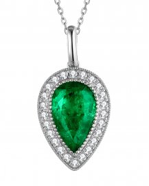 PEAR SHAPE EMERALD DIAMOND PENDANT (TP2530)