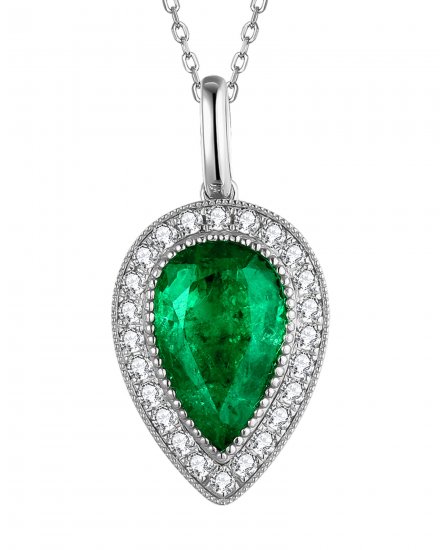 PEAR SHAPE EMERALD DIAMOND PENDANT (TP2530)
