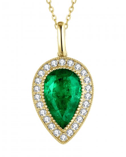 PEAR SHAPE EMERALD DIAMOND PENDANT (TP2530)