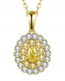 MULTI TONE OVAL DIAMOND PENDANT (TP2538)