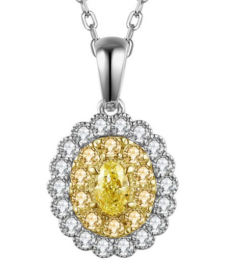 MULTI TONE OVAL DIAMOND PENDANT (TP2538)