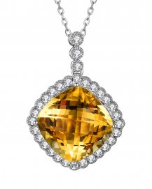 CUSHION SHAPE CITRINE DIAMOND PENDANT (TP2539)