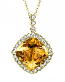 CUSHION SHAPE CITRINE DIAMOND PENDANT (TP2539)