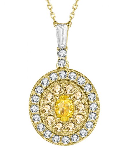 MULTI TONE OVAL DIAMOND PENDANT (TP2541)