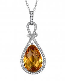 PEAR SHAPE CITRINE DIAMOND PENDANT (TP2543)