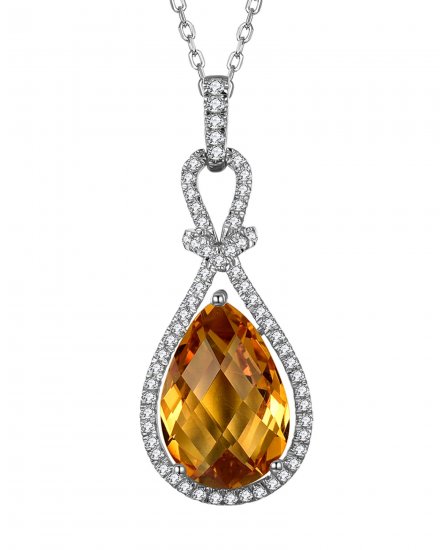 PEAR SHAPE CITRINE DIAMOND PENDANT (TP2543)