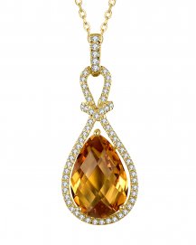 PEAR SHAPE CITRINE DIAMOND PENDANT (TP2543)