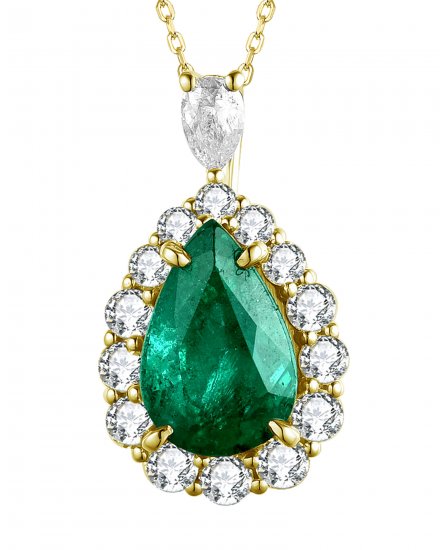 PEAR EMERALD DIAMOND PENDANT (TP2547)