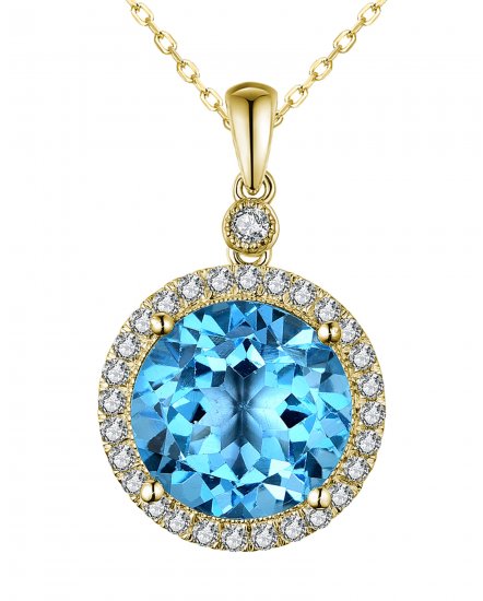 ROUND SWISS BLUE TOPAZ DIAMOND PENDANT (TP2559)