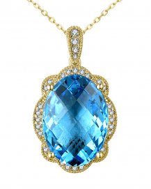 OVAL SWISS BLUE TOPAZ DIAMOND PENDANT (TP2567)
