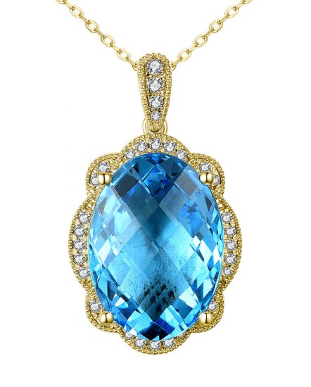 OVAL SWISS BLUE TOPAZ DIAMOND PENDANT (TP2567)
