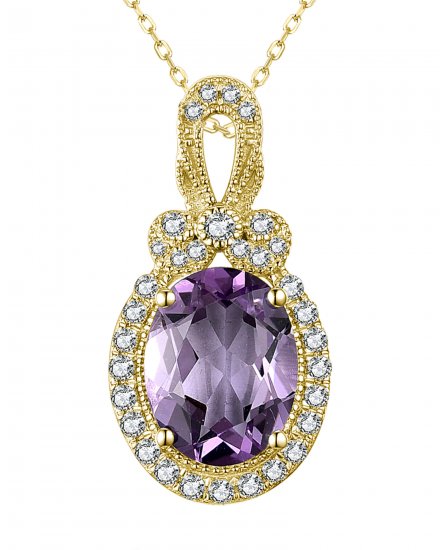 OVAL AMETHYST DIAMOND PENDANT (TP2579)