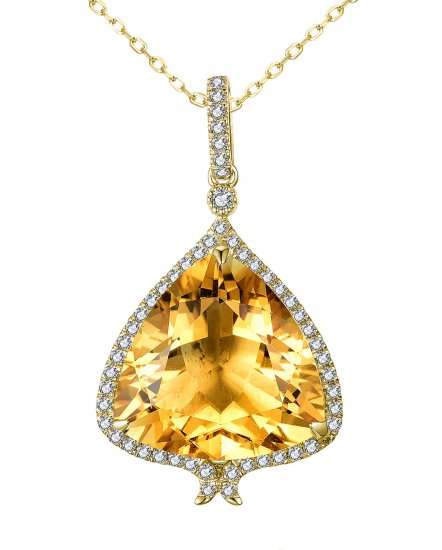 TRIANGLE SHAPE CITRINE DIAMOND PENDANT (TP2583)