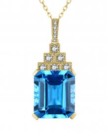 EMERALD CUT SWISS BLUE TOPAZ DIAMOND PENDANT (TP2587)