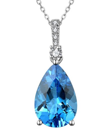 PEAR SWISS BLUE TOPAZ DIAMOND PENDANT (TP2588)