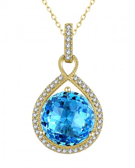 ROUND SWISS BLUE TOPAZ DIAMOND PENDANT (TP2590)