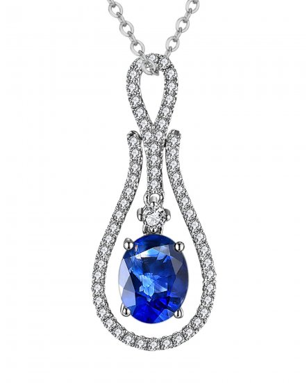 OVAL SAPPHIRE DIAMOND PENDANT (TP2598)