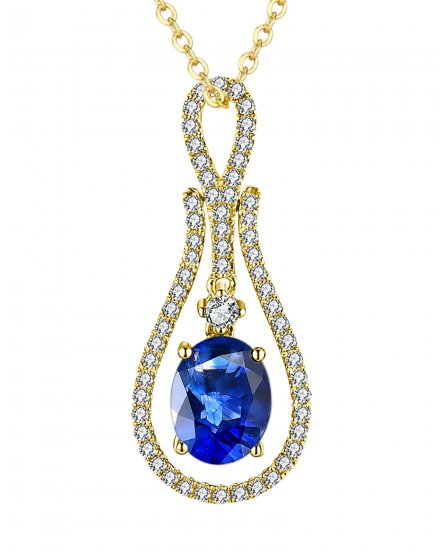 OVAL SAPPHIRE DIAMOND PENDANT (TP2598)