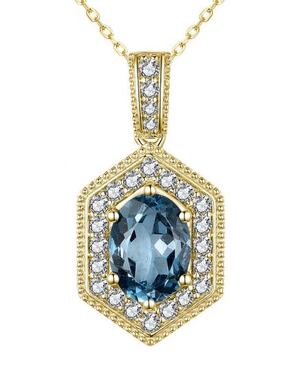 OVAL LONDON BLUE TOPAZ DIAMOND PENDANT (TP2627)