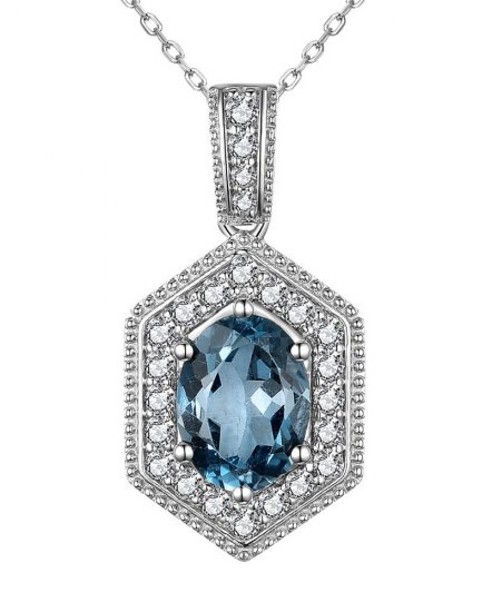 OVAL LONDON BLUE TOPAZ DIAMOND PENDANT (TP2627)