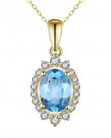 OVAL SWISS BLUE TOPAZ DIAMOND PENDANT (TP2629)