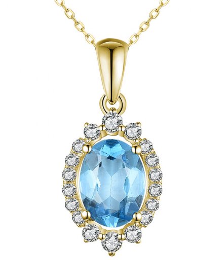 OVAL SWISS BLUE TOPAZ DIAMOND PENDANT (TP2629)