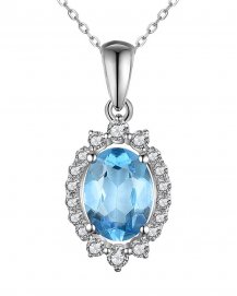 OVAL SWISS BLUE TOPAZ DIAMOND PENDANT (TP2629)
