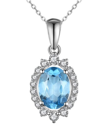 OVAL SWISS BLUE TOPAZ DIAMOND PENDANT (TP2629)