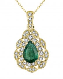 PEAR EMERALD DIAMOND PENDANT (TP2635)