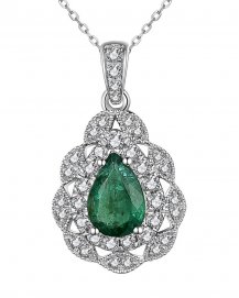 PEAR EMERALD DIAMOND PENDANT (TP2635)