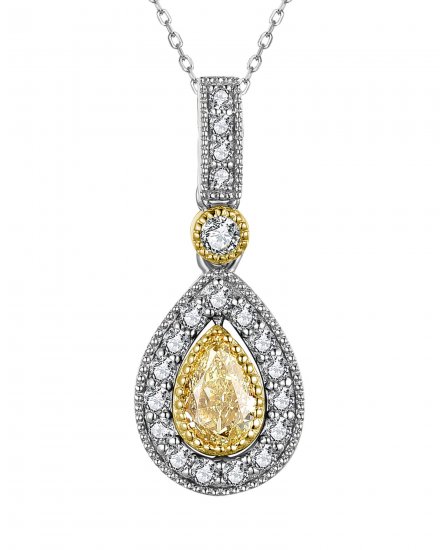 MULTI TONE PEAR DIAMOND PENDANT (TP2637)