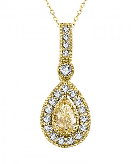 MULTI TONE PEAR DIAMOND PENDANT (TP2637)