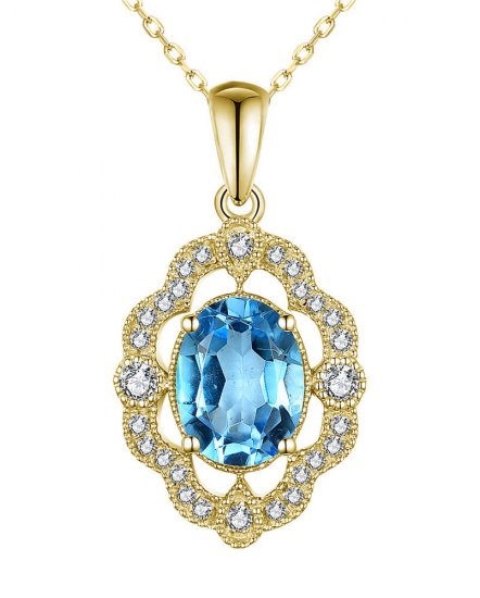 OVAL SWISS BLUE TOPAZ DIAMOND PENDANT (TP2640)