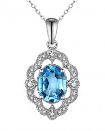OVAL SWISS BLUE TOPAZ DIAMOND PENDANT (TP2640)