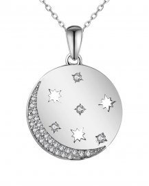 CRESCENT MOON DISC DIAMOND PENDANT (TP2644)