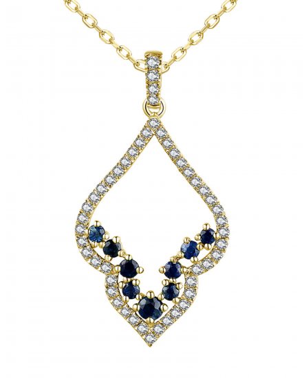 LEAF STYLE COLORED STONE DIAMOND PENDANT (TP2645)