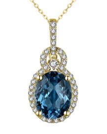 OVAL LONDON BLUE TOPAZ DIAMOND PENDANT (TP2647)