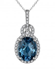 OVAL LONDON BLUE TOPAZ DIAMOND PENDANT (TP2647)
