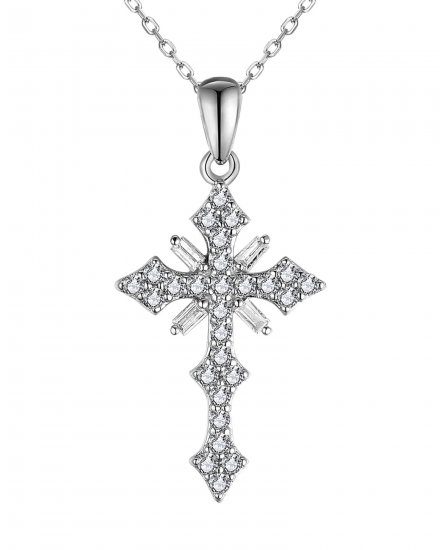 CROSS BAGUETTE DIAMOND PENDANT (TP2649)