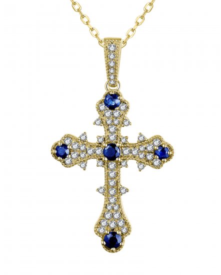 CROSS SAPPHIRE DIAMOND PENDANT (TP2657)