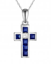 CROSS SAPPHIRE DIAMOND PENDANT (TP2658)