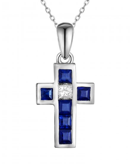 CROSS SAPPHIRE DIAMOND PENDANT (TP2658)