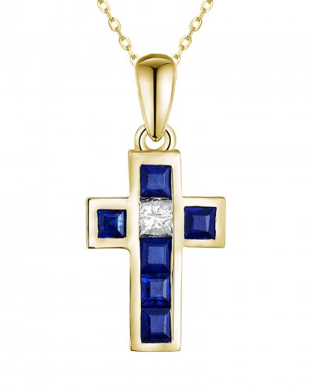 CROSS SAPPHIRE DIAMOND PENDANT (TP2658)